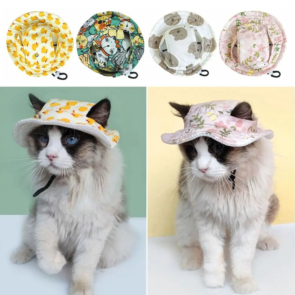 High-Quality Breathable Dog Sunshade Hats Adjustable Cat Sunscreen Hat Pet Sun Hat Fisherman Hat Outdoor Travel Dog Supplies