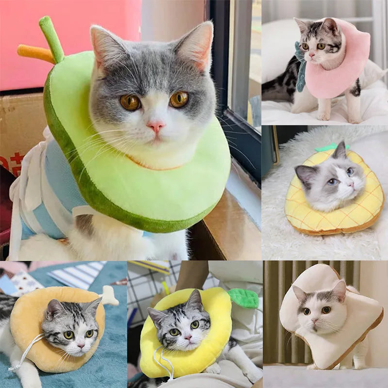 Soft Toast Avocado Shaped Cotton Pet Elizabethan Collar Dog Cat Adjustable Wound Healing Collar Prevent Bite Neck Ring for Pets