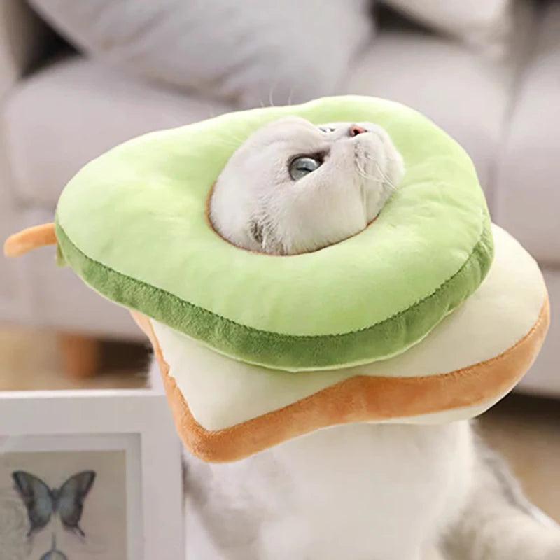 Soft Toast Avocado Shaped Cotton Pet Elizabethan Collar Dog Cat Adjustable Wound Healing Collar Prevent Bite Neck Ring for Pets
