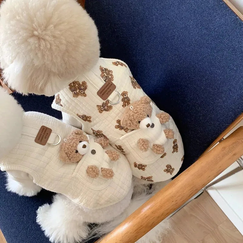 Autumn Winter Cat Fashion Designer Vest Pet Cute Cartoon Soft Shirt Small Dog Harness Chihuahua Poodle Yorkshire Puppy Clothes