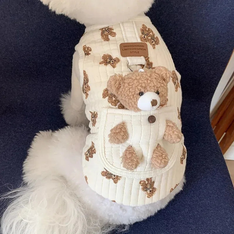 Autumn Winter Cat Fashion Designer Vest Pet Cute Cartoon Soft Shirt Small Dog Harness Chihuahua Poodle Yorkshire Puppy Clothes