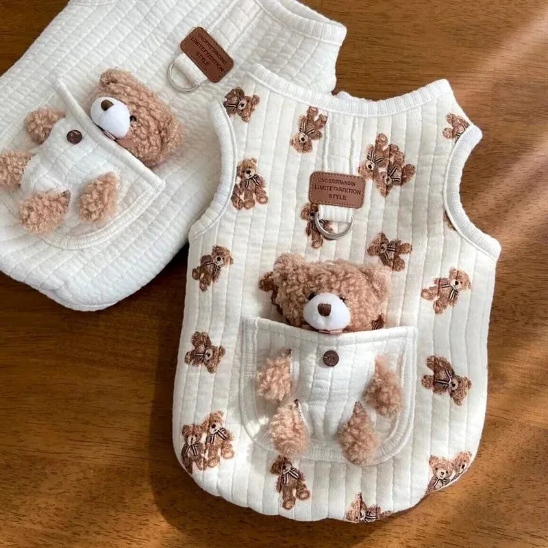 Autumn Winter Cat Fashion Designer Vest Pet Cute Cartoon Soft Shirt Small Dog Harness Chihuahua Poodle Yorkshire Puppy Clothes