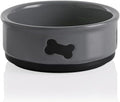 Ceramic Dog Bowls with Bone Pattern, Dog Food Dish for Small Dogs, Porcelain Pet Bowl for Water 16 Fl Oz (Gray)