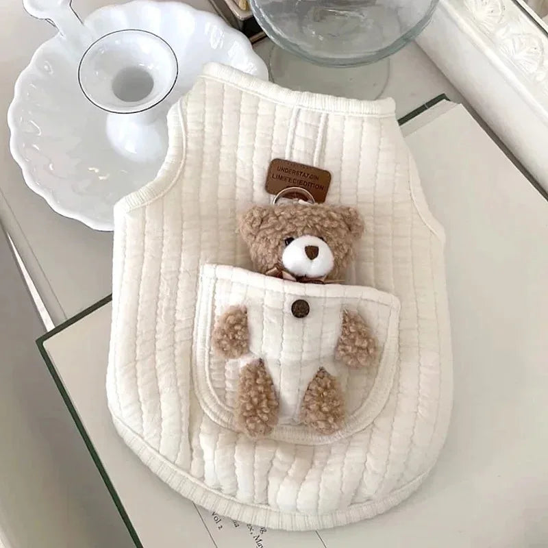 Autumn Winter Cat Fashion Designer Vest Pet Cute Cartoon Soft Shirt Small Dog Harness Chihuahua Poodle Yorkshire Puppy Clothes