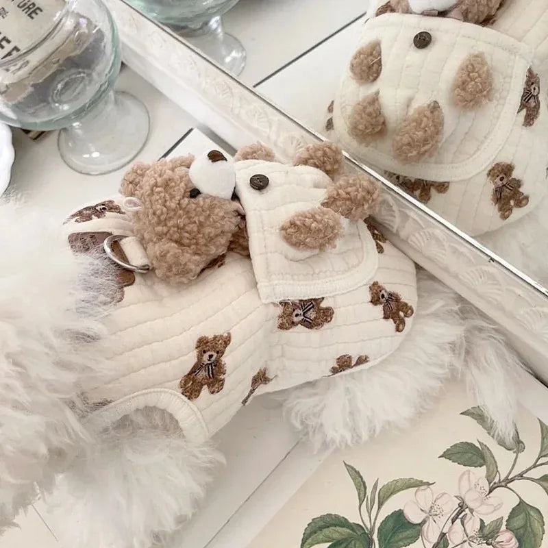 Autumn Winter Cat Fashion Designer Vest Pet Cute Cartoon Soft Shirt Small Dog Harness Chihuahua Poodle Yorkshire Puppy Clothes